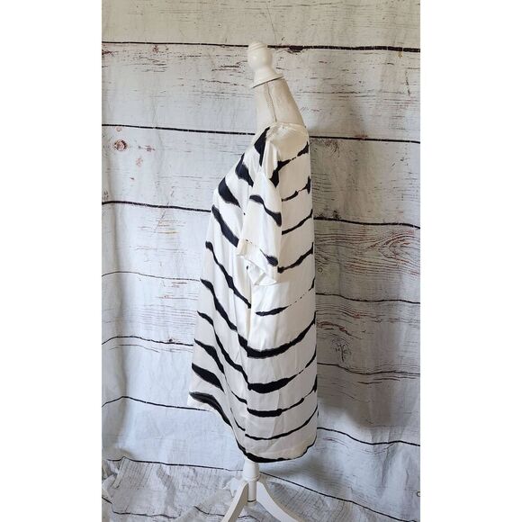 ATM Silk Charmeuse Tie Dye Stripe Crew Neck Shirt Dress Size M/L - Picture 5 of 9